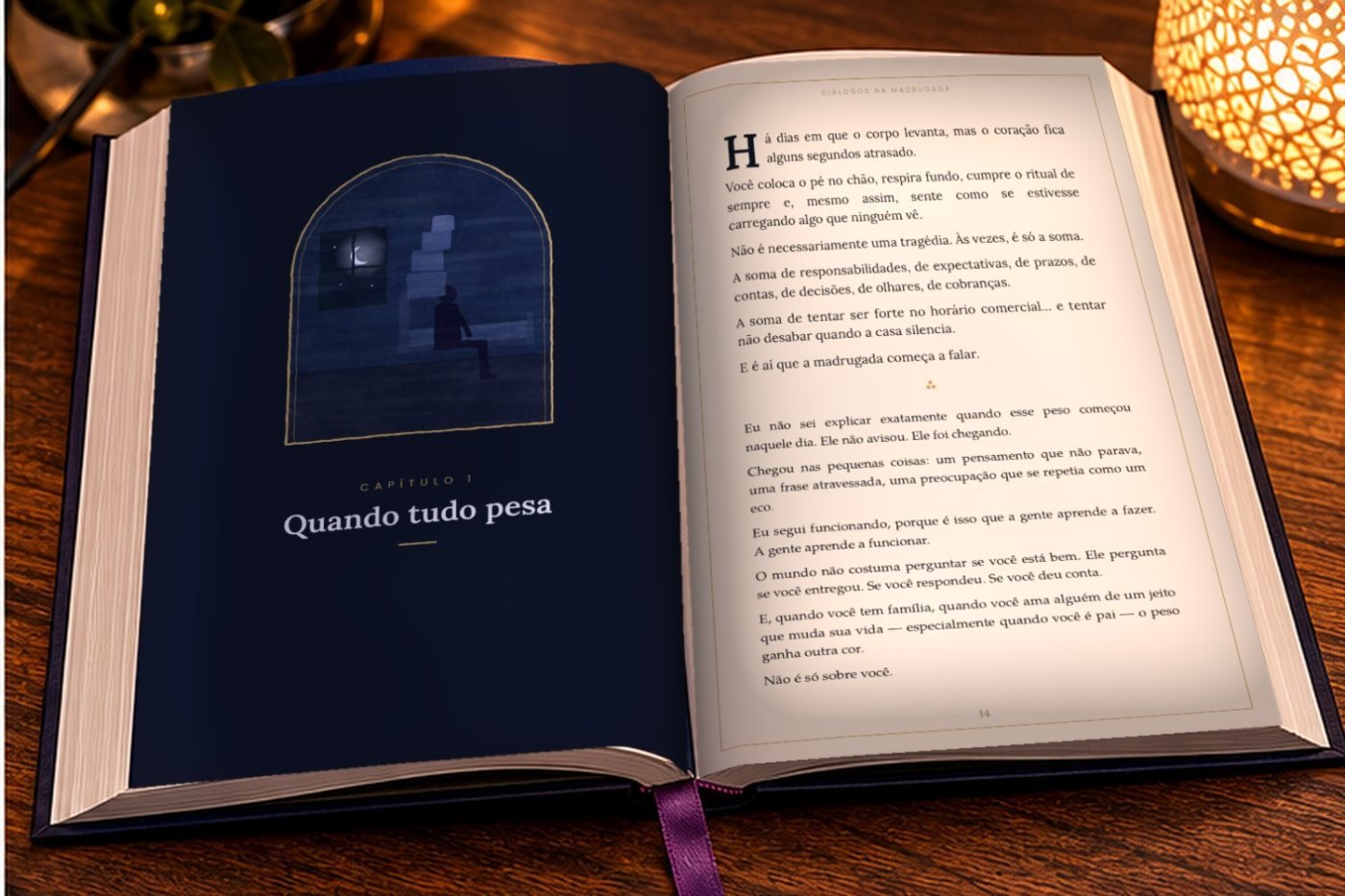 O livro aberto na abertura do capítulo 1, Quando tudo pesa