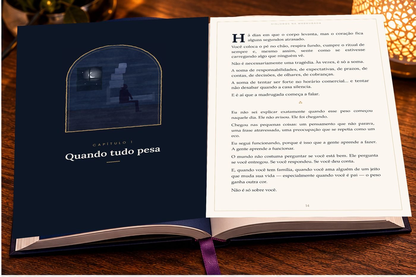 O livro aberto na abertura do capítulo 1, Quando tudo pesa